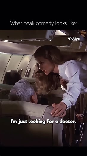 CLIPS on Instagram: "✈️ Interesting fact: Airplane! (1980) — Most of the film’s funniest lines were delivered by serious dramatic actors — not comedians. Leslie Nielsen, Robert Stack, and Lloyd Bridges were all known for their straight-faced roles in action and disaster movies. The directors, Jim Abrahams and the Zucker brothers, specifically cast them because they wanted the jokes to land through deadpan delivery, not punchlines. Nielsen loved the idea so much that he carried a whoopee cushion