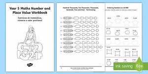 Year 5 Maths Number and Place Value Workbook English/Portuguese