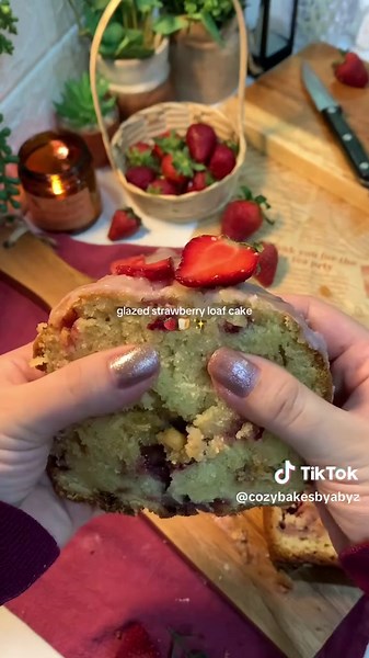 Glazed Strawberry Loaf Cake Recipe for Spring