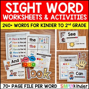 Sight Words Kindergarten Worksheets Practice Activities Books, First Grade, Word
