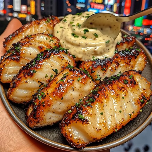 Lemon Butter Fish Bites with Garlic Aioli (Full recipe in 💬) | Lora Chef