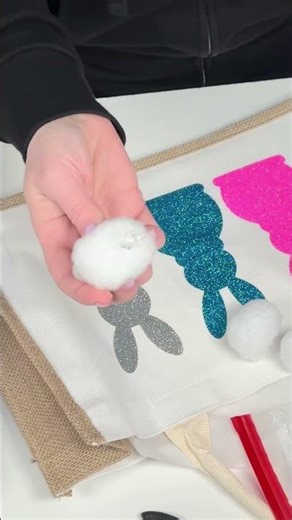 Adorable Easter Tote Bag With Bunny Pom Poms For Tail! 🐰#shorts