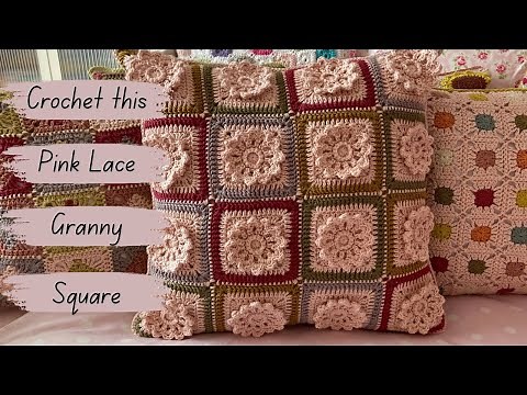 Pink Lace Flower Granny Square (crochet pattern tutorial)
