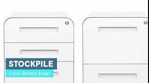 Laura Davidson Furniture Stockpile 2 Drawer Mobile File Cabinet with Lock - Under Desk Metal Filing Cabinet, Legal/Letter File Folders, Wheels and Stationary Feet, Pre-Assembled, White