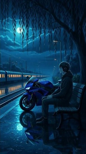Midnight Anime Train Scene | Rainy Night Aesthetic Animation 🌙🚆 #anime #animeedit #animeart