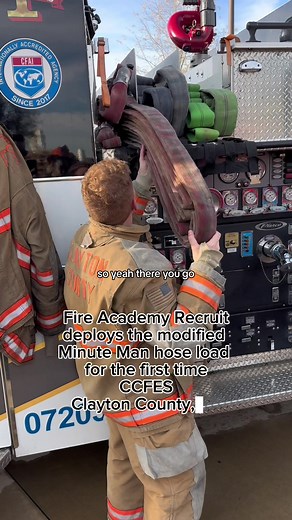 Lt Wambles back on the scene coaching a #firerecruit with Lt Harbert on how to pull the #preconnect #firehose #minuteman #hoseload