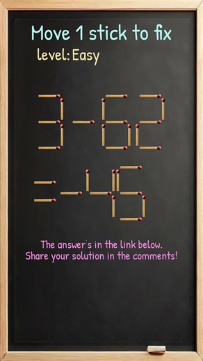 Matchstick Brain Teaser: Move One Stick to Fix #485ep11