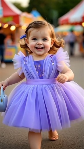 Dreamy Fairground Glow — Realistic Baby Girl in Lilac Tulle Dress|Fairground Fantasy Look #babydoll