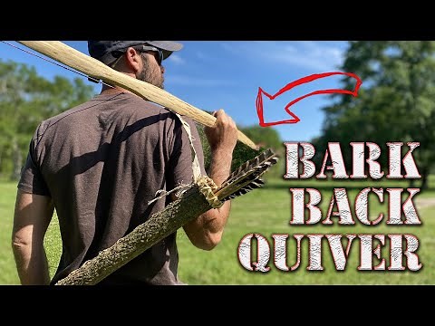 How to make a primitive ARROW QUIVER from Tree Bark - bushcraft style