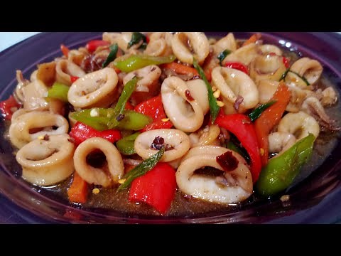 RESTAURANT STYLE SPICY SQUID STIR FRY/SUPER EASY RECIPE