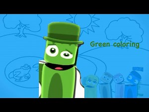 Color crew all about colors, green tree, grass, sky, frog