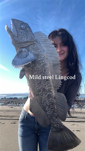 Hi, I’m Abbie and I make sculptural art for mermaids and fishermen, and anyone who feels at home in the water. This is my recent Lingcod inspired piece. All hand fabricated out of mild steel with love. Thanks for lookin’ #welder #saltlife #oceanfishing #lingcod #metalsmith