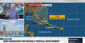 64K views · 1K reactions | We’re monitoring a disturbance in the Atlantic that has the potential to form into a tropical depression and bring impacts to Florida, the Southeast U.S. coast. Stream updates on your smart TV: https://bit.ly/3UzM2rh | The Weather Channel | Facebook