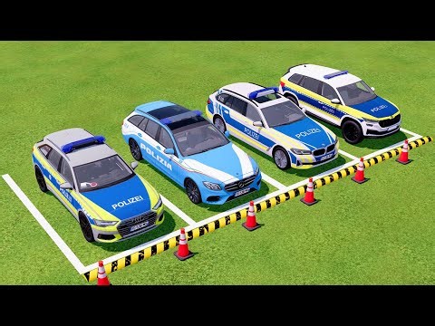 All Police Europe Cars Transported With Trucks MAN Flatbed || FS22