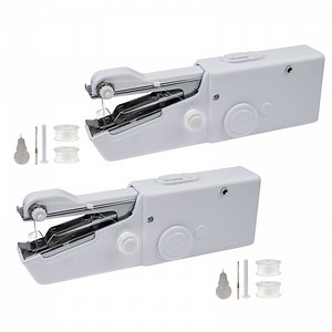 2 Pack Portable Handheld Sewing Machine, 2025 New Fast Stitch Mini Electric Sewing Machines, Small Hand Held Sewing Machine for Adults Beginners DIY Fabrics Clothes Home Travel (White)