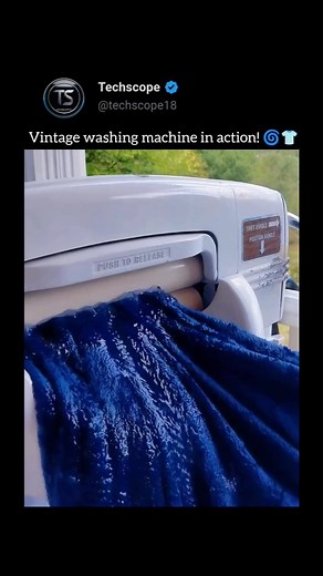 This video shows an old-fashioned washing machine in action, with water and clothes visibly swirling inside. The machine has a label that reads "PUSH TO RELEASE" and another label indicating "SHIFT HANDLE POSITION HANDLE." The video is likely nostalgic, showcasing a classic appliance that might remind viewers of simpler times or their grandparents' homes. Via : @kfotech #VintageWashingMachine #Nostalgia #ClassicAppliance #OldFashionedLaundry #RetroTech #Grandmas House #Laundry Day #Throwback #Vi