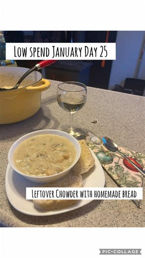 Leftover Chowder for Day 26 of low spend January #lowspendmonth #zerofoodwaste #seafoodchowder #pantrychallenge #leftovers