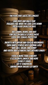 A stocked pantry is more than food… it is peace of mind. Grains, beans, rice, and wheat sealed in buckets can last for decades when stored properly. Mason jars of honey, salt, and dried fruit add variety and nutrition. Cans fill the gaps for quick meals. This isn’t panic, it’s preparation. When shelves go empty, these supplies mean security, strength, and survival. #Prepping #FoodStorage #SurvivalSkills #Preparedness #Homesteading #SHTF #ReconSurvival | Recon Survival