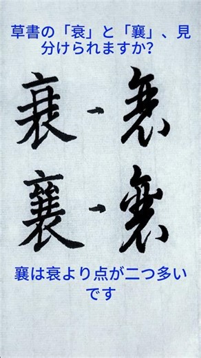 書道ミニ講座：「衰」と「襄」はこう見分ける！草書の違いをやさしく解説します🖌️#calligraphy #shodo #書道 #草書 #漢字の見分け方 #基本練習 #書法