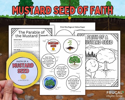 Faith of a Mustard Seed Craft for Kids, Mustard Seed Faith Flipbook & Coloring Page, Jesus' Parable of the Mustard Seed Matthew 13:31-32 - Etsy