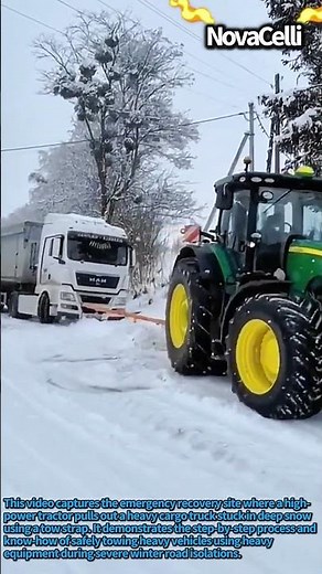 Rescuing a Freight Truck Stuck on Snow Roads #worker #process #towing #truck #snow