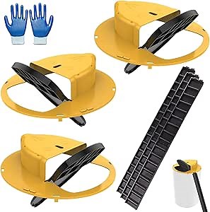 3 Pack Mouse Trap Bucket, Turnover and Slide Bucket Lid Mouse Trap, for Indoor Outdoor, Compatible 5 Gallon Bucket, Mouse Trap Compatible, Humane or Lethal Bucket (Without Barrel) (3 PCS)