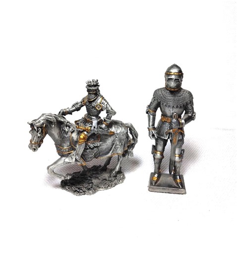 Vintage Medieval Knight Pewter Armor Armour Figurines Gold Horse Sword Set of 2 - Etsy