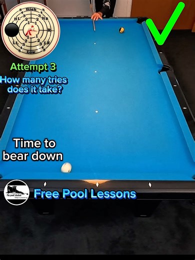 How many attempts to pocket this timing shot? (Free Pool Lessons)