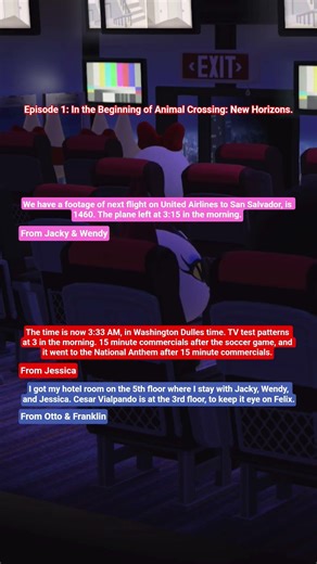 Animal Crossing New Horizons 3:33 AM TV Test Patterns/Next Flight on United Airlines to San Salvador