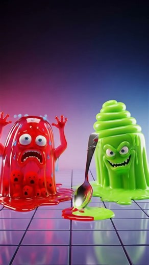 The Screaming Jelly Duo 🍓👻 | 4K 3D Cartoon Horror-Comedy Animation Loop