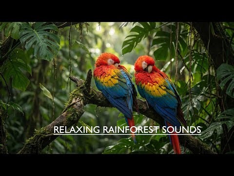 Relaxing Rainforest Sounds 🌿 Sleeping Macaws 🦜 & Gentle Rain for Deep Sleep