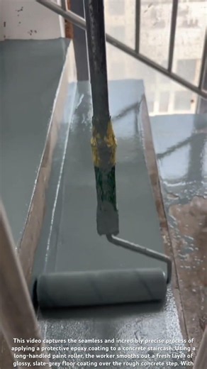 🪜🎨 Flawless Stair Renovation: Professional Epoxy Coating Application #shorts
