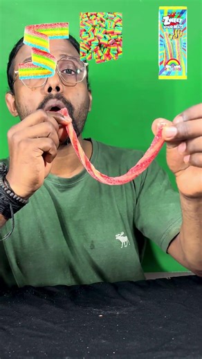 Strawberry sour jelly strip candy mukbang asmr