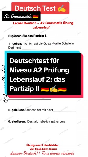 Deutschtest A2: Lebenslauf 2 - Partizip II Übung