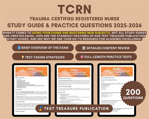Buy TCRN Exam Study Guide 2025-2026: Master the Trauma Certified Registered Nurse Exam With In-depth Content Review & Full-length Practice Tests Online in India - Etsy