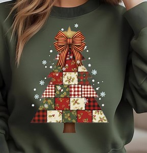 Patchwork Christmas Tree PNG, Preppy Christmas PNG, Coquette Evergreen Tree - Etsy Canada