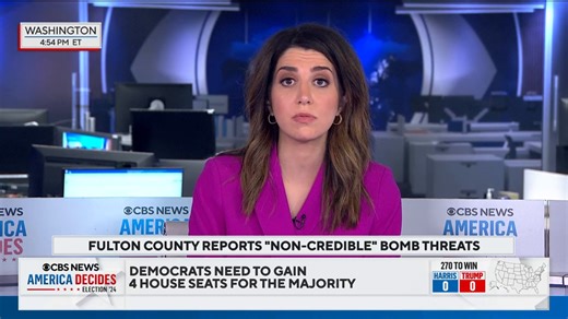 7.5K views · 86 reactions | Law enforcement officials estimate about 30 non-credible bomb threats have targeted election-related locations nationwide on Tuesday— about 17 targeting Georgia alone, CBS News' Nicole Sganga reports. For more live updates: https://cbsn.ws/4fk0Ou3 | CBS News | Facebook