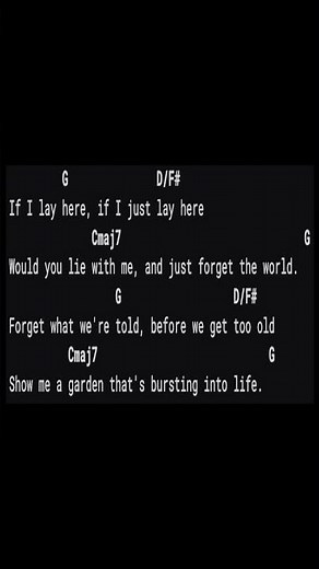 Chasing Cars "If I Lay Here" in G Playalong Chords And Lyrics "Grey's Anatomy" short