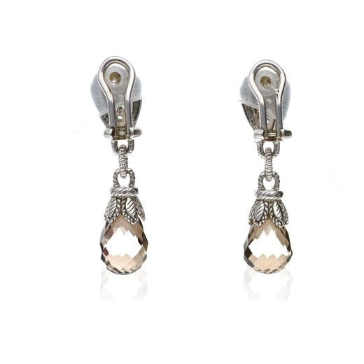 Judith Ripka Sterling Silver Smoky Quartz Drop Earrings Cz Accents - Etsy