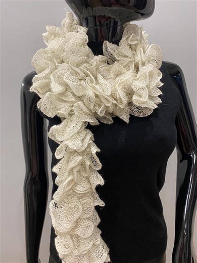 White Silver Knitted Ruffle Boa Scarf – 12×185 Cm - Etsy