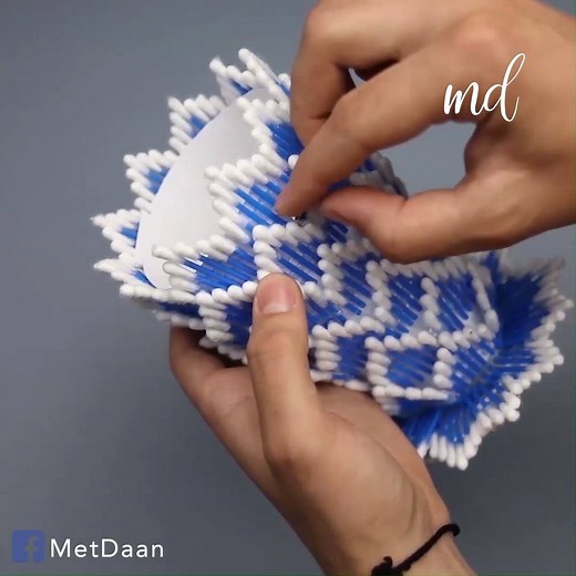 5.6M views · 7.2K reactions | How to make flower vase using cotton buds | MetDaan | Facebook