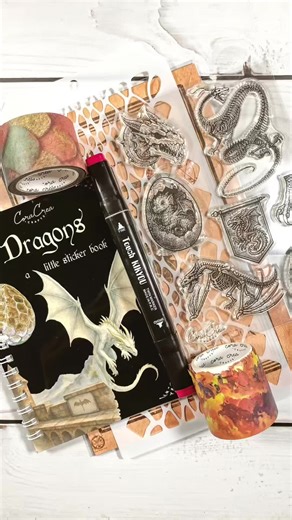 Dragons! 🐉 This beautiful box from @CoraCreaCrafts just arrived and I was excited to open it! There so many special items in it and I know the theme ( Dragons) is very beloved for a lot of you! 🥰 You will find inside this box: -Dragons Transparent Tape -Flames Cutout Washi Tape -Dragon Scales Washi Tape -Dragons Clear Stamps -Dragons Sticker Book -Dragons Paper Set -The Dragon Codex Coloring Book -Coloring Pens Set -Tacky Paste -Dragon Stencil - Scales -Dragon Stencil - Flying Dragon -Dragon S