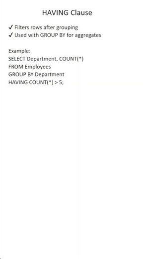 WHERE vs HAVING Clause in SQL Server | SQL Interview Question #shorts