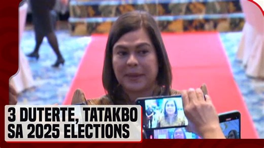 #News5OnTape | Tatakbo sa pagkasenador sa susunod na eleksyon sina dating pangulong #RodrigoDuterte, Davao City Mayor #BasteDuterte at 1st District Davao City Rep. #PaoloDuterte, pahayag ni Vice Pres. #SaraDuterte. Dagdag pa niya, tatakbo sa 2028 presidential elections si Mayor Baste. Babalik naman aniya sa pagiging mayor ng Davao City ang bise, pero wala pang eksaktong taon kung kailan ito. #News5 | via Bryll Montalvo For more latest stories, visit us at www.news5.com.ph | News5