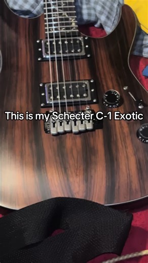 I’m obsessed with this guitar right now. This is my new Schecter C-1 Exotic. I growing up I always wanted a Schecter C-1. There are so many fond memories of my parents dropping me off at guitar center so I could play the fancy guitars I had cut out of the brochure and pasted all over my bedroom wall. Many times I would head straight to pick up a Schecter C-1 plus and play for hours. More often than not, you would see me jamming on a line 6 amp with a Schecter guitar. I never really thought I wou