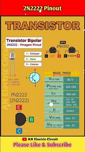 2N2222 Transistor Pinout | #shortsfeed #shortvideo #shorts #electronic #viral #circuit #electrical