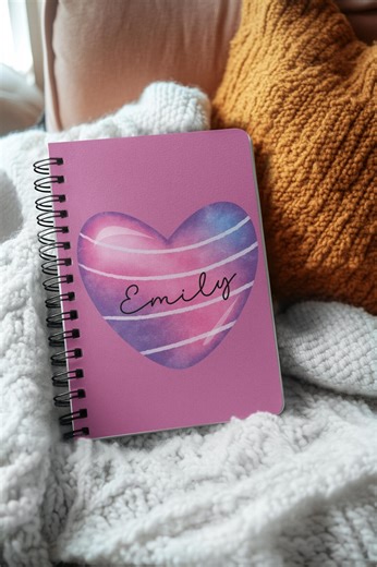 Personalized Notebook With Name, Personalized Heart Journal, Gift for Her, Monogrammed Spiral Writing Notebook for Kids, Teens and Adults - Etsy