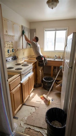 Transforming a worn apartment kitchen → modern kitchen