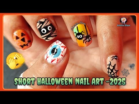 Halloween Nail art for Short Nails -2025 #nailsbyamrita #halloweennailsdesign