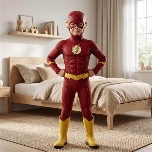Kids Flash Hero Costume – Superhero Jumpsuit With Mask, Premium Cosplay Outfit for Boys, Halloween Dress Up, Hero Costume Set - Etsy